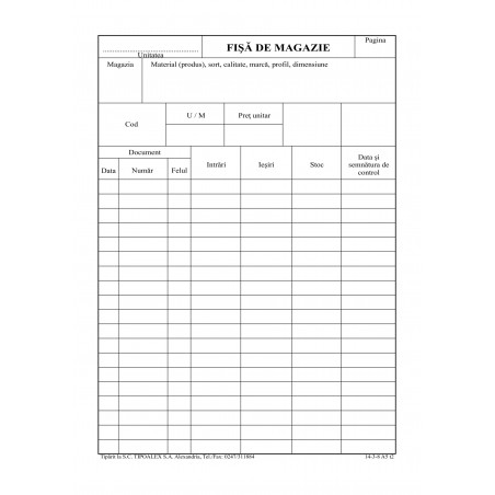 Fisa de magazie