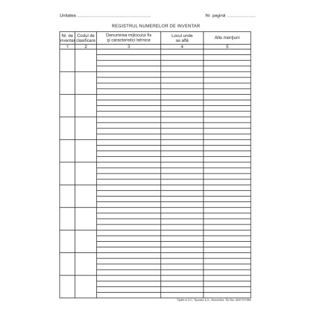 Registrul numerelor de inventar